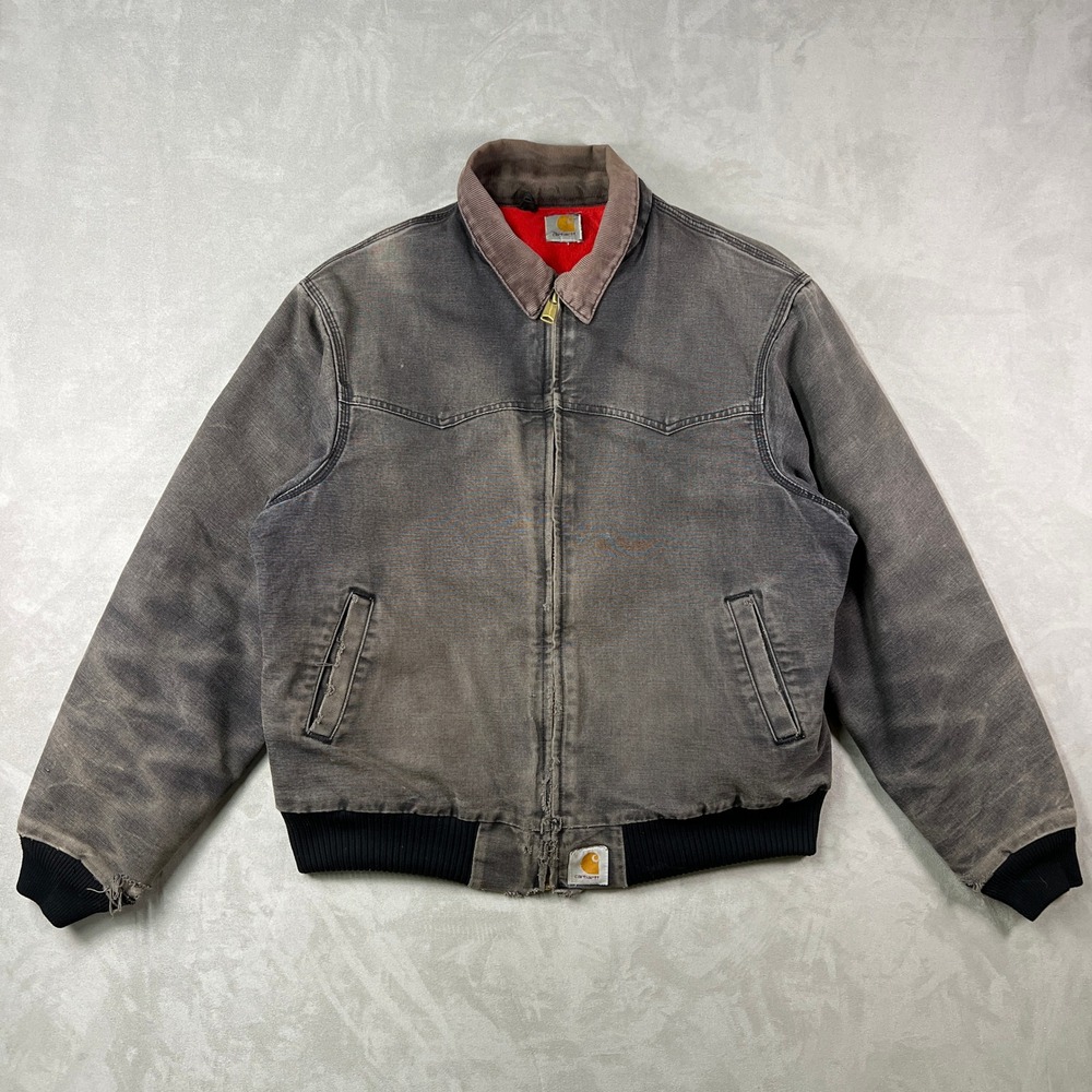 Vintage Carhartt Jacket Mens XL Black Santa Fe Red Quilted Liner USA 90s JQ2105